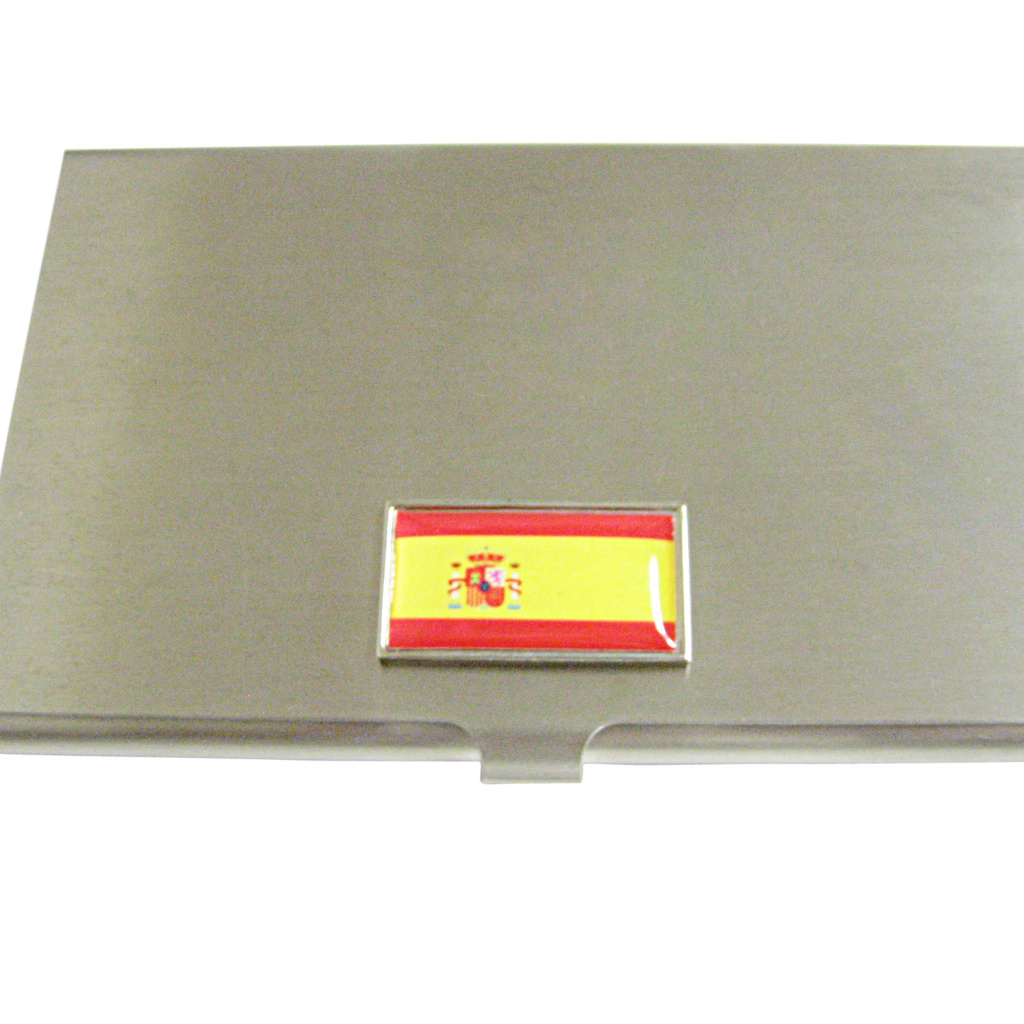 Thin Bordered Spain Flag Business Card Holder Thin Bordered Spain Flag Business Card Holder